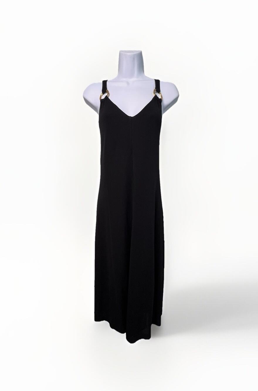 Lauren Ralph Lauren Black With Gold Accents Midi Dress Size Woman’s Small